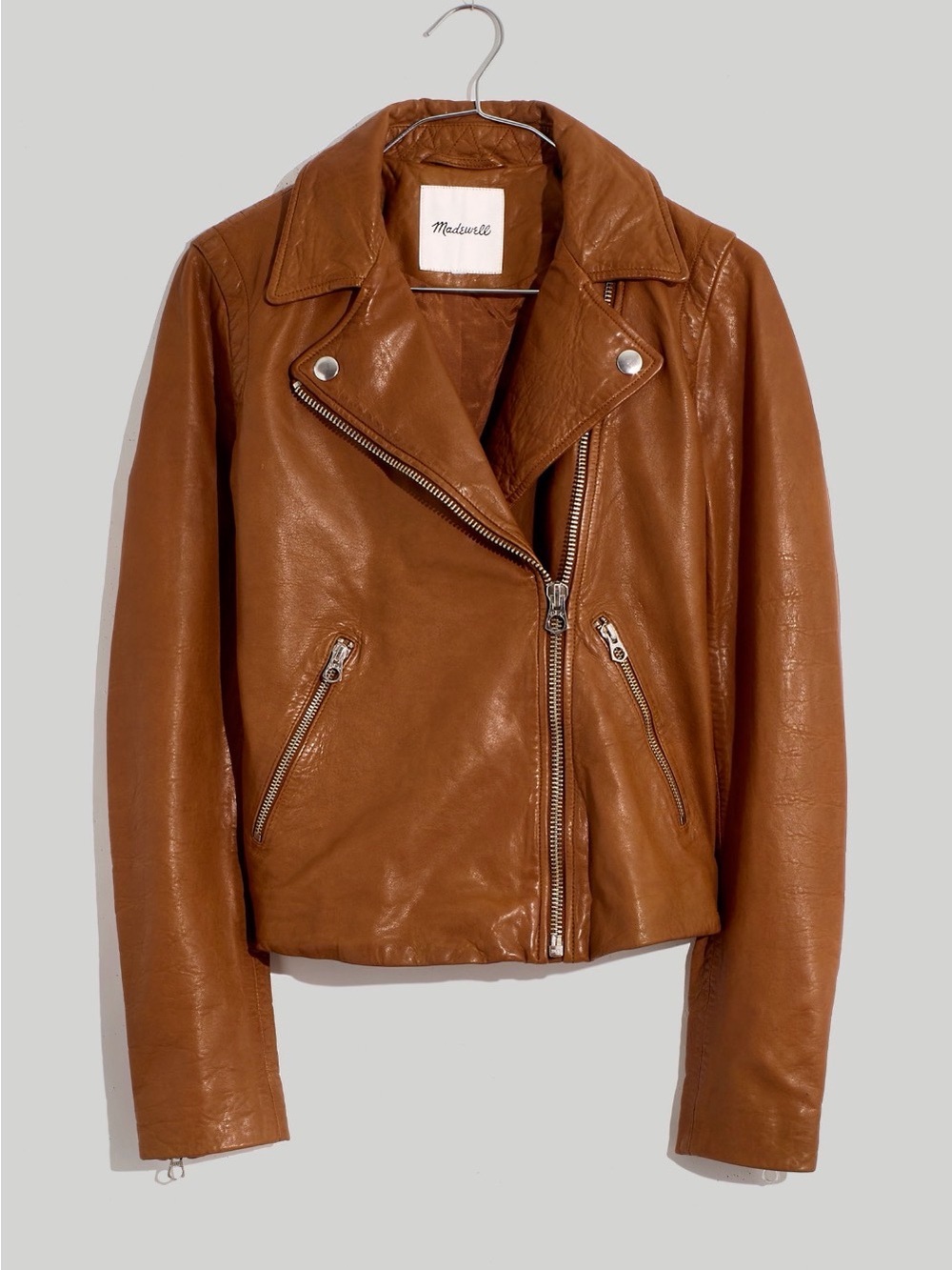 Madewell Women's The Washed Leather / Burnt Cedar Tan Leather Motorcycle Jacket